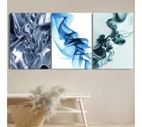 JKEVCBIAX Blue Grey Zen Canvas Wall Art-Abstract Water Flow Light Blue And White Soft Movement,for Yoga Spa Room Decor(40x60cmx3/NO frame)