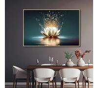 JKEVCBIAX Buddha Canvas Wall Art-Buddha Statue Painting Lotus Flowers Pictures Prints Zen Spa Artwork for Buddhism Prayer Wall Decor(80x160cm/No frame)