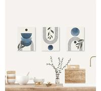 JKEVCBIAX Canvas Wall Art Set - Modern Minimalist Boho Blue Botanical LeafSoft Blue & Black Neutral Palette Perfect for Room Decor(30x45cmx3/No frame)