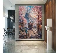 JKEVCBIAX Cherry Blossom Canvas Wall Art-Japanese Cherry Blossom Scene Canvas Art Poster,Modern Wall Decor for Living Room Bedroom(80x120cm/No frame)