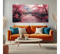 JKEVCBIAX Cherry Bridge Abstract Painting- Modern Abstract Graffiti Wall Art Artwork，Large Home Mural Wall Art Canvas for Living Office(20x40cm/No frame)