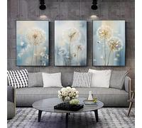 JKEVCBIAX Golden Dandelion Canvas Posters, Frameless Wall Art Prints, Gift Artwork for Bedroom, Office, Livin 70x100cmx3 No frame