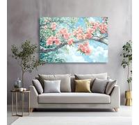 JKEVCBIAX Large Modern Abstract Cherry Blossom Wall Art - Vibrant Pink Floral Landscape Painting for Living Room,Bedroom Decor(30x60cm/No frame)