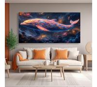 JKEVCBIAX Large Modern Cosmic Dolphin Wall Art Painting - Vibrant Abstract Space-Themed Canvas Print(90x180cm/No frame)