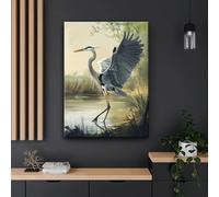 JKEVCBIAX Modern Artwork-Elegant Great Blue Heron Canvas Painting with Highquality Decorative Artwork, for Home Decorators(50x75cm/No frame)