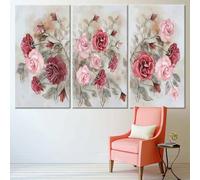JKEVCBIAX Red and Pink Roses Canvas Wall Art: Abstract Floral Painting Home Decor Wall Art, Living Room Wall Decor(70x100cmx3/No frame)