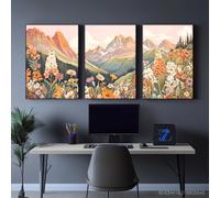 JKEVCBIAX Retro-Style Mountain Meadow Landscapes with Wildflowers, Pine Trees & Sunlit Peaks Suitable for Home Outdoor Decor(30x45cmx3/NO frame)