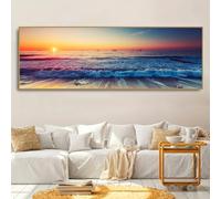 JKEVCBIAX Scenery Canvas Wall Art-Sunset Over The Beach with Decor Waterproof Fabric Scenic Mountain Lake Photography Poster(65x195cm/No frame)