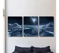 JKEVCBIAX Solar System Wall Art - Bohemian Modern Planetary with Canvas & Solar Outer Space Decor for Living Room Astronomy(70x100cmx3/NO frame)