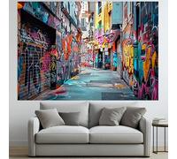 JKEVCBIAX Urban Graffiti Street Scene Wall Art- Punk RockHip EventsAbstract Design,Decor for Bold Colors & Shapes, Wall Art Print(75x150cm/No frame)