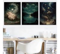 JKEVCBIAX Vibrant Cosmic Starry Night Landscape Poster Theme Canvas wall art Modern Large Size Nature-Themed Print(75x110cmx3/NO frame)
