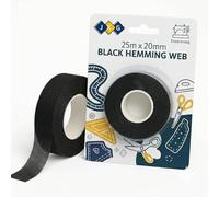JKG® BLACK IRON-ON HEMMING WEB TAPE 25m x 2cm -Extra Strong No-Sew Fabric Fuse for Clothing Repairs, Ironing, Bonding & Patching | Ideal for Trousers School Badges, Curtains & Alterations - NO SEWING