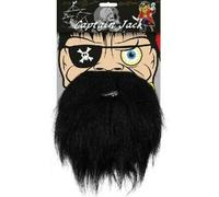JKG® Fake Black Beard And Moustache Set - Captain Jack Pirate Beard For Fancy Dress | Adults Beard Moustache Costume | Men's Women's Beach Party Costume Accessory | Book Day Kids Dress Up Beard