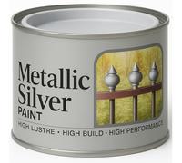 JKG METALLIC SILVER PAINT 180ml - For Wood, Metal & Concrete, Weatherproof | Indoor & Outdoor, Home & Garden | High Lustre Shine, Durable Quick Dry Coating Gloss Paint For Fences, Craft, DIY, Projects