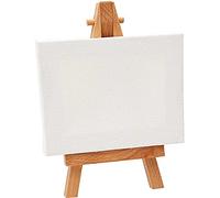JKG® Mini Blank Canvas Panel with Wooden Easel Stand - Framed - Perfect for Artist Painting - for Acrylic & Water Based Paints (16cm x 12cm)