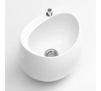 JKGHK Ceramics Floor Mop Sink, Commercial Mop Service Basin with Button Drainage, Floor-Standing Art Mops Basin with Faucet, for Laundry, Garage, Garden, Pet Care(White,55x47x40cm/20x18x16in)
