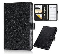 JKhandy Server Book for Waitress - Leather Waiter Book Server Wallet with Zipper Pocket, Cute Serving Book&Server Note Pads Holder with Magnetic Closure, Glitter Black