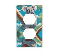 JKIEGOQ A Happy Koala Printing Double Socket Wall Panel Electrical Socket Cover Plate Decoration Heat Resistant 4.5x2.76in