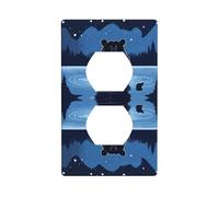 JKIEGOQ Bear Bathing Under The Stars Printing Double Socket Wall Panel Electrical Socket Cover Plate Decoration Heat Resistant 4.5x2.76in