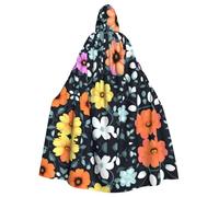 JKIEGOQ Beautiful colourful flowers Pattern Adult Hooded Cape Cloak for Halloween Costume Parties and More