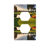 JKIEGOQ Beautiful Golf Course Printing Double Socket Wall Panel Electrical Socket Cover Plate Decoration Heat Resistant 4.5x2.76in