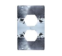 JKIEGOQ Birds in The Park on a Snowy Day Printing Double Socket Wall Panel Electrical Socket Cover Plate Decoration Heat Resistant 4.5x2.76in