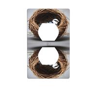 JKIEGOQ Birds Nest Printing Double Socket Wall Panel Electrical Socket Cover Plate Decoration Heat Resistant 4.5x2.76in