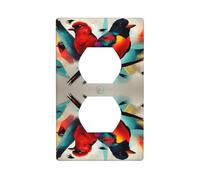 JKIEGOQ Birds Printing Double Socket Wall Panel Electrical Socket Cover Plate Decoration Heat Resistant 4.5x2.76in