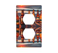 JKIEGOQ Bottles Beer Beach Sunset Time Printing Double Socket Wall Panel Electrical Socket Cover Plate Decoration Heat Resistant 4.5x2.76in