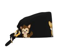 JKIEGOQ Breathable Work Hat Little Corgi and Monkey Friends Printed Premium Peach Skin Velvet Adjustable, Soft, Versatile
