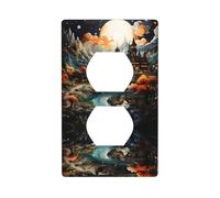 JKIEGOQ Castle in The Moonlight Printing Double Socket Wall Panel Electrical Socket Cover Plate Decoration Heat Resistant 4.5x2.76in