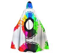 JKIEGOQ Colored crayon circles Pattern Adult Hooded Cape Cloak for Halloween Costume Parties and More