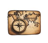 JKIEGOQ Compass and Old World Map Pattern Portable Laptop Sleeve Case - Shockproof Portable Laptop Sleeve Bag 15 inch for Men and Women Business Travel, Office Daily Use