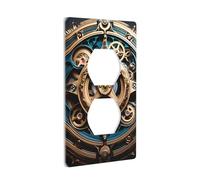 JKIEGOQ Cool Steampunk Gears Printing Double Socket Wall Panel Electrical Socket Cover Plate Decoration Heat Resistant 4.5x2.76in