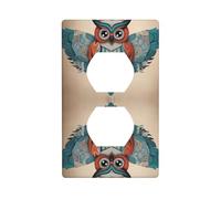 JKIEGOQ Cute Love Owl Printing Double Socket Wall Panel Electrical Socket Cover Plate Decoration Heat Resistant 4.5x2.76in