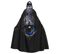 JKIEGOQ Evil eye Pattern Adult Hooded Cape Cloak for Halloween Costume Parties and More