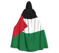 JKIEGOQ Flag of the State of Palestine Pattern Adult Hooded Cape Cloak for Halloween Costume Parties and More