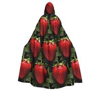 JKIEGOQ Fresh Strawberry Pattern Adult Hooded Cape Cloak for Halloween Costume Parties and More