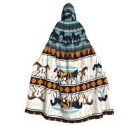 JKIEGOQ Horse Stripes Pattern Pattern Adult Hooded Cape Cloak for Halloween Costume Parties and More