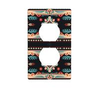 JKIEGOQ Indian Nation Embroidery Printing Double Socket Wall Panel Electrical Socket Cover Plate Decoration Heat Resistant 4.5x2.76in
