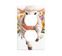 JKIEGOQ Lamb in Patterned Clothes Printing Double Socket Wall Panel Electrical Socket Cover Plate Decoration Heat Resistant 4.5x2.76in