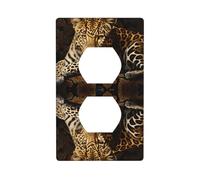 JKIEGOQ Leopard Print Fragments Printing Double Socket Wall Panel Electrical Socket Cover Plate Decoration Heat Resistant 4.5x2.76in