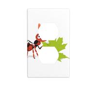 JKIEGOQ Little ant Holding a Maple Leaf Printing Double Socket Wall Panel Electrical Socket Cover Plate Decoration Heat Resistant 4.5x2.76in