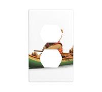 JKIEGOQ Little Bear Dragon Boat Race Printing Double Socket Wall Panel Electrical Socket Cover Plate Decoration Heat Resistant 4.5x2.76in