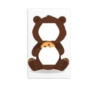 JKIEGOQ Little Bear Eating Cookies Printing Double Socket Wall Panel Electrical Socket Cover Plate Decoration Heat Resistant 4.5x2.76in