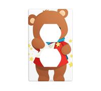 JKIEGOQ Little Bear Holding a Star Doll Printing Double Socket Wall Panel Electrical Socket Cover Plate Decoration Heat Resistant 4.5x2.76in