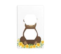 JKIEGOQ Little Bear in The Flowers Printing Double Socket Wall Panel Electrical Socket Cover Plate Decoration Heat Resistant 4.5x2.76in
