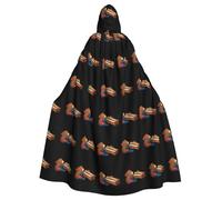 JKIEGOQ Little bear playing the organ Pattern Adult Hooded Cape Cloak for Halloween Costume Parties and More