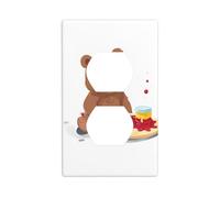 JKIEGOQ Little Bear Spilled The jam at The Picnic Printing Double Socket Wall Panel Electrical Socket Cover Plate Decoration Heat Resistant 4.5x2.76in