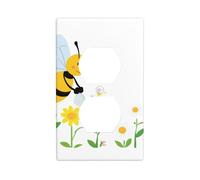JKIEGOQ Little bee Watering The Flowers Printing Double Socket Wall Panel Electrical Socket Cover Plate Decoration Heat Resistant 4.5x2.76in